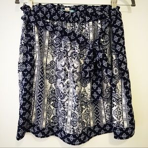 Blue and White Paisley Skirt